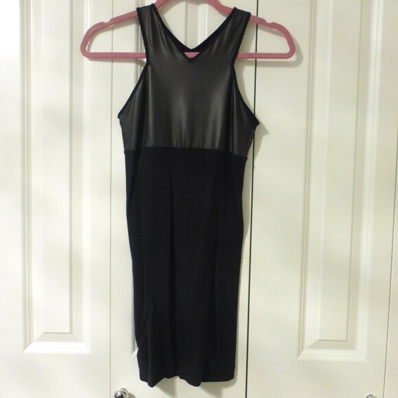 BEBE black stretchy bodycon mixed texture tank dress - Picture 1 of 5